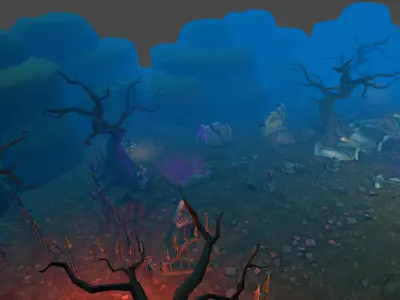 Fantasy Chess RPG Environment - Spooky Cemetery Low-poly 3D model