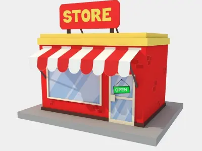 store cartoon low poly 3D model