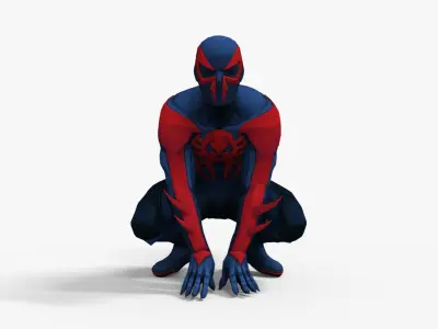 Spiderman 2099 Rigged Animated Low-poly 3D model