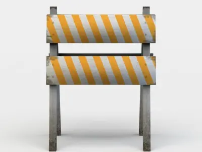 Small wooden barrier Low-poly 3D model