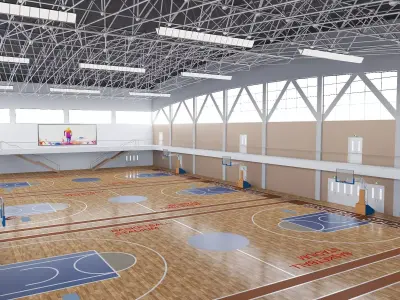 Modern Indoor Basketball Stadium Gymnasium 3D Asset 3D model