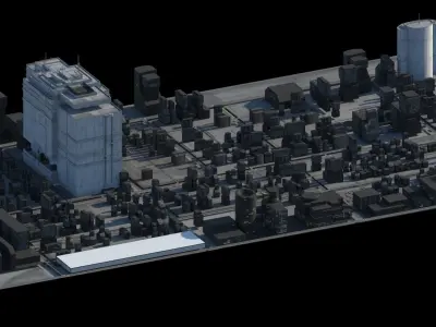 Sci-fi City Cityscape Urban Block Street Architectural  01 Low-poly 3D model