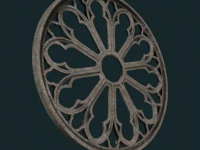 Gothic rose window Low-poly 3D model