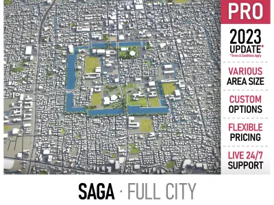 Saga - city  Low-poly 3D model