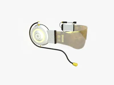 SciFi Glasses D07 White Gold - Character Design Fashion Low-poly 3D model