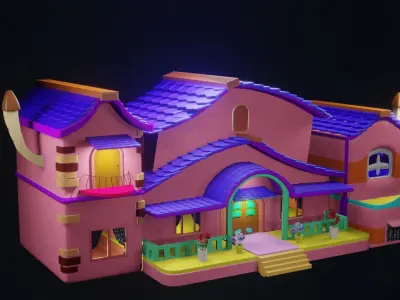 cartoon House Low-poly 3D model