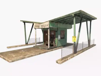 Old Park Entrance And Ticket Booth 3D model