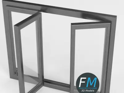 3 panels large window 3D model