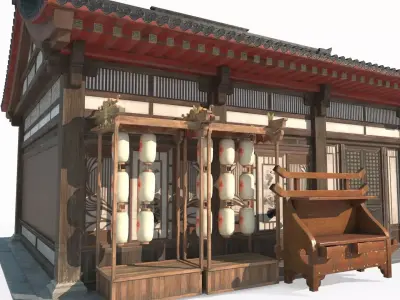 Ancient Asian Architectural Curio Shop 3D model