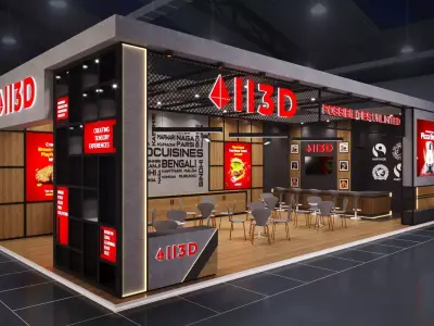 Exhibition Stand Stall 13 X 6 2 SIDE OPEN 3D model