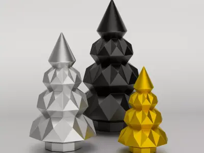 Low Poly Christmas Tree Decoration STL - Print in Place 3D print model