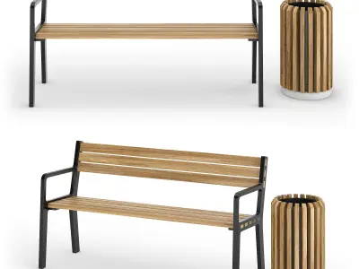 Outdoor benches Nola 1 3D model