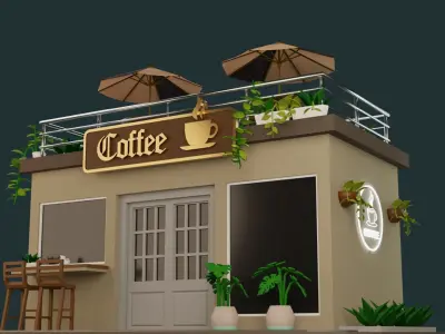 Coffee Cafe Low-poly 3D model