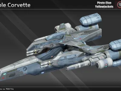 Spaceship Yellowjackets Modular Fighter Kit Low-poly 3D model