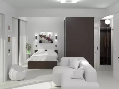 Studio Living Room Apartment Interior Design 3D model