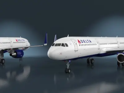  Delta Airlines Airbus A321 with Interior and Doors 