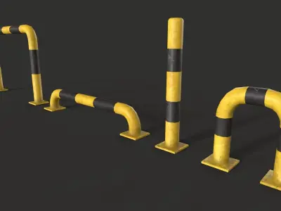 Protection Barrier parking barricade Low poly Game Ready Low-poly 3D model