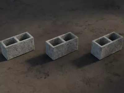 Contrete blocks set 01 Low-poly 3D model