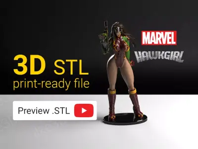 Hawkgirl woman on table 3D print model