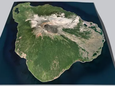 Island Harimkotan Kuril Islands 3D model