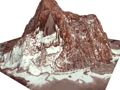 Red Snow ICE Mountain Canyon Desert Low Poly Terrain Rock 7 Low-poly 3D model