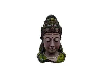 Mossy Buddha Head Statue 3D model