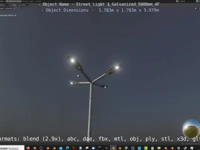 Street Light 1 Galvanized 5000mm 4F Low-poly 3D model