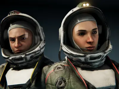 Astronauts - Game Ready man in space suit Low-poly 3D model