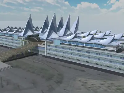 Antwerp Law Courts low-poly 3d model Low-poly 3D model