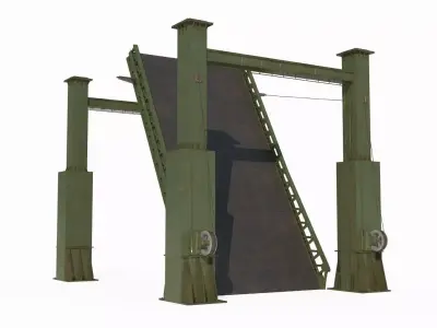 Modern architectural steel suspension bridge 3D model