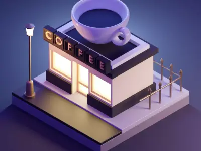 coffee shop 3D model 3D model buy