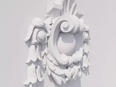 Custom made cartouche baroque architecture detail 3D model