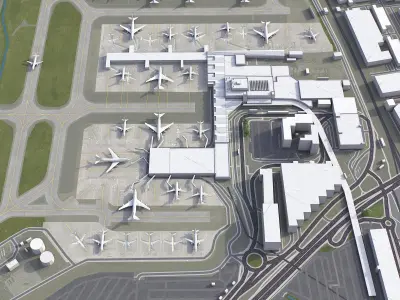 Birmingham Airport Low-poly 3D model