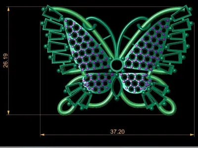 Butterfly Pendant 3D print model Texture