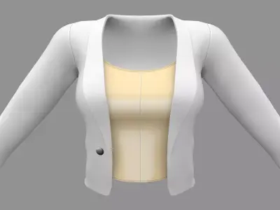 Elegant White Business Jacket And Tshirt Low-poly 3D model