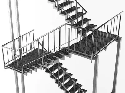 Metal Outdoor Stair Free 3D model