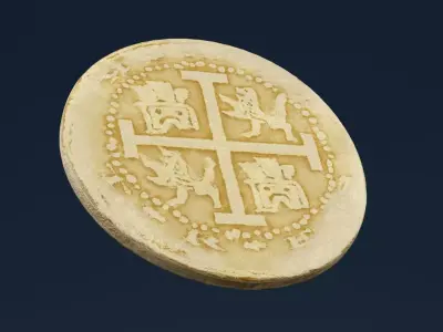 Golden Coin Low-poly 3D model