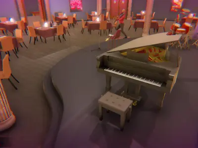 Jazz club - interior and props Low-poly 3D model