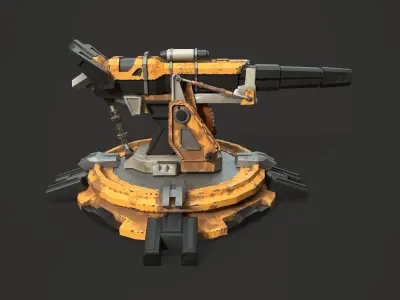  Mechanical Turret Low-poly 3D model