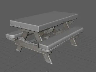 Camping Wood Table winter Low-poly 3D model