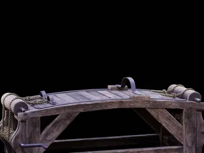 NANITE REAL-TIME MEDIEVAL STRETCHING TABLE - TORTURE DEVICE Low-poly 3D model