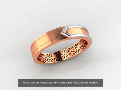 15 Ultra Light wt Plain Gold minimalist Band Ring 3dm stl  3D Model Pack