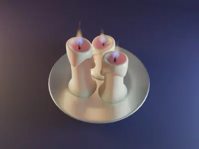 White wax candle Low-poly 3D model