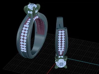 Ring and  Earring with a diamond  3D print model