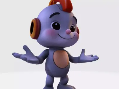 Cartoon Robot 3d Model Low-poly 3D model