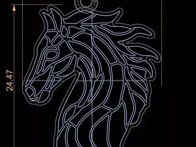 Horse Head Enamel Pendant 3D print model