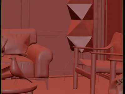 Rustic CGI Balcony Corner 3D model
