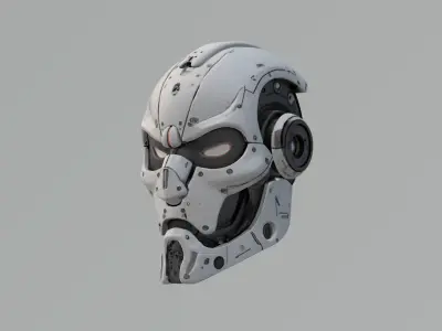 Cyberpunk Robot Head Low-poly 3D model