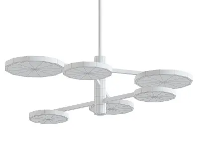 AX269 chandelier with four circular lights in gold and brass 3D model