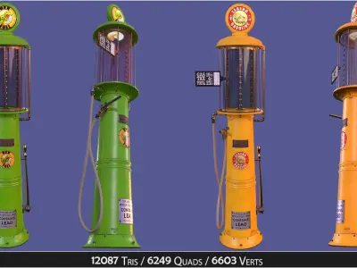 Retro Vintage Gas Pump service Station Low-poly 3D model